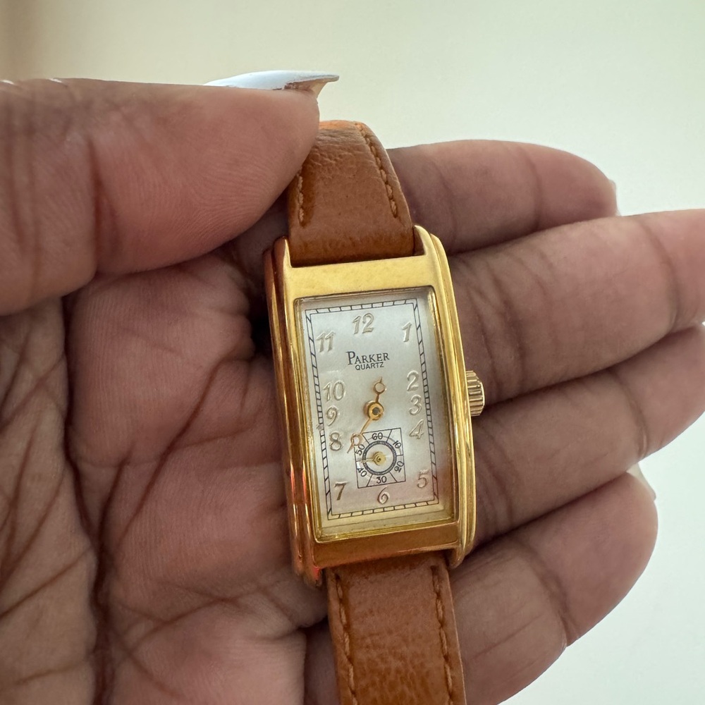 Parker Gold Case with Tan Leather Strap Watch